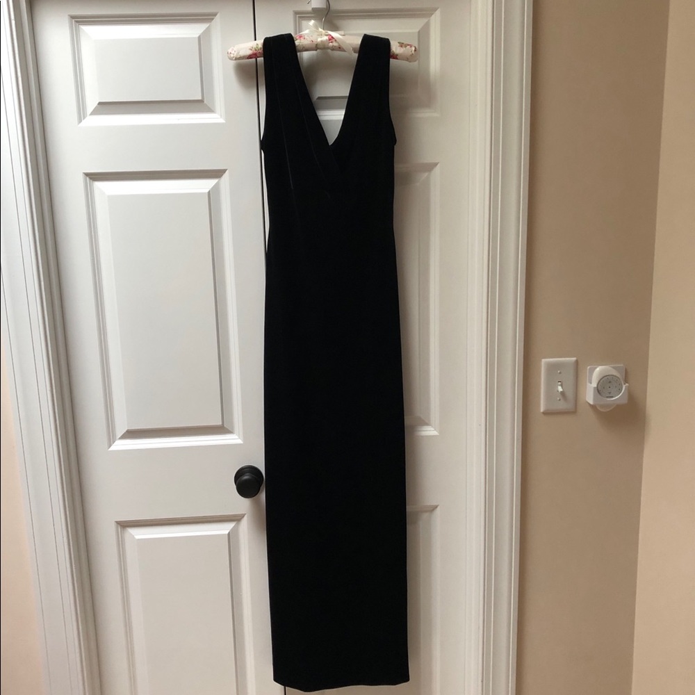 Long black velvet dress